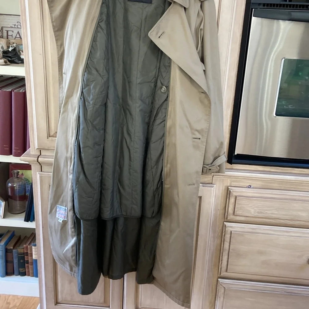 London Fog TOWNE trench coat mens sz 42 w/ warm lining belted - Picture 5 of 6